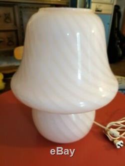 BIG Murano Italy Vetri Mid Century Modern pink Swirl Glass Mushroom Table Lamp