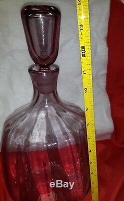 BLENKO Pink Rose Optic Decanter and Stopper Joel Philip Myers 1963/64