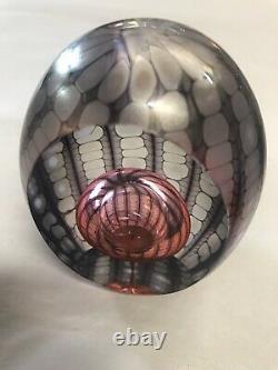 BREATHTAKINGPHILABAUM Art Glass Paperweight Dichroic in Lavender Pinks