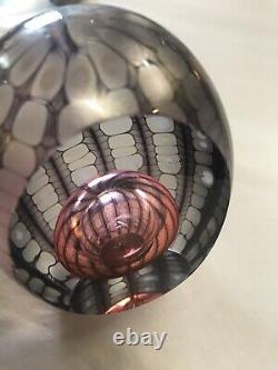 BREATHTAKINGPHILABAUM Art Glass Paperweight Dichroic in Lavender Pinks