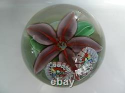 B. Sillars Crystal Cased Lily & Butterfly Orient & Flume Paperweight 1986 LE