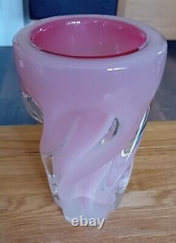 Baby Pink Alibastro Opalino Fused Base Murano Swirled Vase