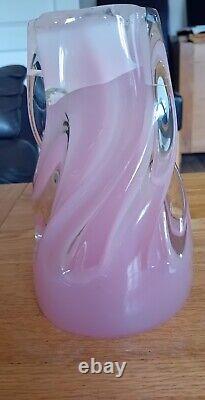 Baby Pink Alibastro Opalino Fused Base Murano Swirled Vase