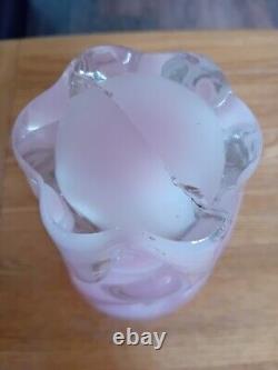 Baby Pink Alibastro Opalino Fused Base Murano Swirled Vase