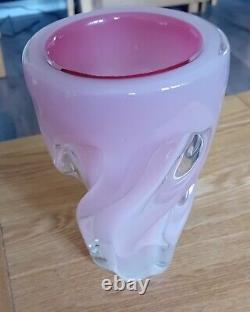 Baby Pink Alibastro Opalino Fused Base Murano Swirled Vase