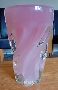 Baby Pink Alibastro Opalino Fused Base Murano Swirled Vase