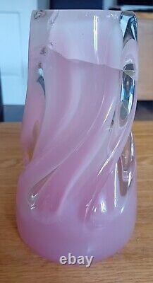 Baby Pink Alibastro Opalino Fused Base Murano Swirled Vase