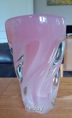 Baby Pink Alibastro Opalino Fused Base Murano Swirled Vase