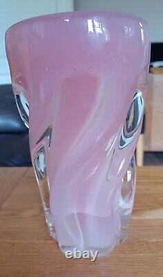 Baby Pink Alibastro Opalino Fused Base Murano Swirled Vase