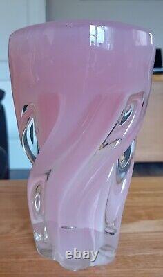 Baby Pink Alibastro Opalino Fused Base Murano Swirled Vase