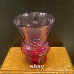 Baccarat Crystal Vase Art Glass Fushcia Pink 4 Thistle