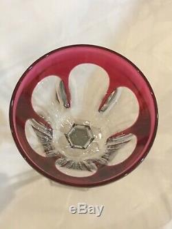 Baccarat France Crystal HARCOURT WINE RHINE GLASS pink Cut to Clear