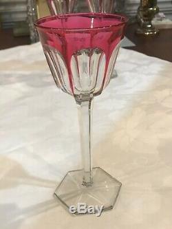 Baccarat France Crystal HARCOURT WINE RHINE GLASS pink Cut to Clear