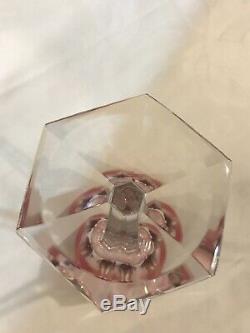 Baccarat France Crystal HARCOURT WINE RHINE GLASS pink Cut to Clear