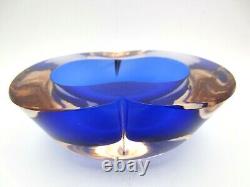 Barbini Cenedese Seguso Poli blue pink Murano MCM sommerso art glass geode bowl