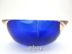Barbini Cenedese Seguso Poli blue pink Murano MCM sommerso art glass geode bowl