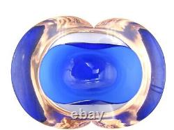 Barbini Cenedese Seguso Poli blue pink Murano MCM sommerso art glass geode bowl