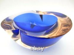 Barbini Cenedese Seguso Poli blue pink Murano MCM sommerso art glass geode bowl