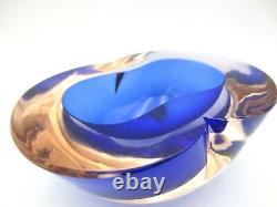 Barbini Cenedese Seguso Poli blue pink Murano MCM sommerso art glass geode bowl