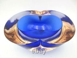 Barbini Cenedese Seguso Poli blue pink Murano MCM sommerso art glass geode bowl