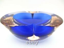 Barbini Cenedese Seguso Poli blue pink Murano MCM sommerso art glass geode bowl