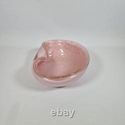 Barbini Murano Bubble Glass Ashtray Cigarette Italian Art Glass Bowl Pink Gold