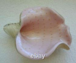 Barbini Murano Glass Art Pink White Gold Sea Shell Bowl Ashtray Dish