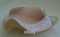 Barbini Murano Glass Art Pink White Gold Sea Shell Bowl Ashtray Dish