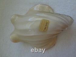 Barbini Murano Glass Art Pink White Gold Sea Shell Bowl Ashtray Dish