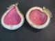 Barbini Murano Italian Art Glass Pink Apple and Pear Bowls