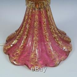 Barovier & Toso Murano Cordonato Oro Gold Leaf Pink Glass Lamp