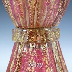 Barovier & Toso Murano Cordonato Oro Gold Leaf Pink Glass Lamp