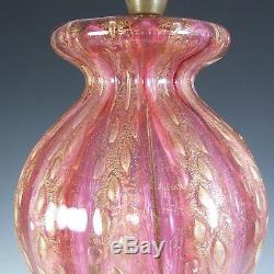 Barovier & Toso Murano Cordonato Oro Gold Leaf Pink Glass Lamp