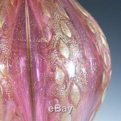 Barovier & Toso Murano Cordonato Oro Gold Leaf Pink Glass Lamp