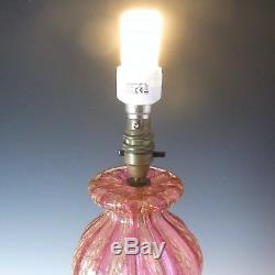 Barovier & Toso Murano Cordonato Oro Gold Leaf Pink Glass Lamp