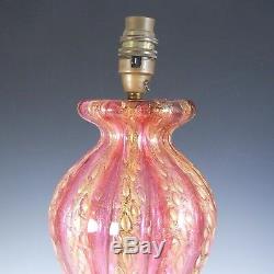 Barovier & Toso Murano Cordonato Oro Gold Leaf Pink Glass Lamp