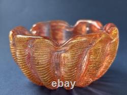 Barovier & Toso Murano Cordonato d'Oro Art Glass Pink Gold Aventurine Bowl