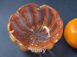 Barovier & Toso Murano Cordonato d'Oro Art Glass Pink Gold Aventurine Bowl