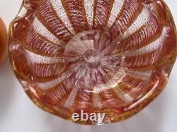 Barovier & Toso Murano Cordonato d'Oro Art Glass Pink Gold Aventurine Bowl