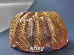 Barovier & Toso Murano Cordonato d'Oro Art Glass Pink Gold Aventurine Bowl
