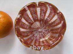 Barovier & Toso Murano Cordonato d'Oro Art Glass Pink Gold Aventurine Bowl