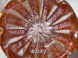 Barovier & Toso Murano Cordonato d'Oro Art Glass Pink Gold Aventurine Bowl