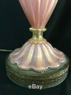 Barovier & Toso Murano'Cordonato d'Oro' Gold leaf & Pink Glass Table Lamp