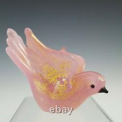 Barovier & Toso Murano Gold Leaf Pink Glass Bird Sculpture