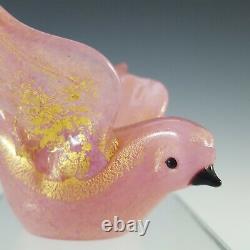 Barovier & Toso Murano Gold Leaf Pink Glass Bird Sculpture