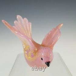 Barovier & Toso Murano Gold Leaf Pink Glass Bird Sculpture