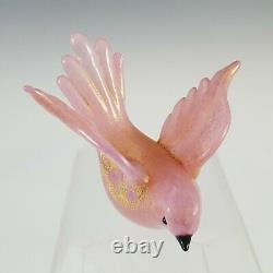 Barovier & Toso Murano Gold Leaf Pink Glass Bird Sculpture