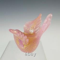 Barovier & Toso Murano Gold Leaf Pink Glass Bird Sculpture