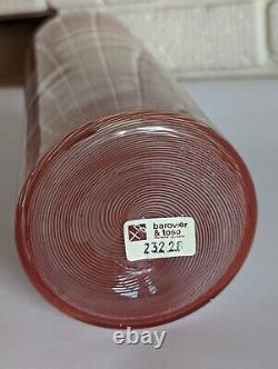Barovier & Toso Murano Pink Mezza Filigrana Cylinder Art Glass Vase, circa 1980