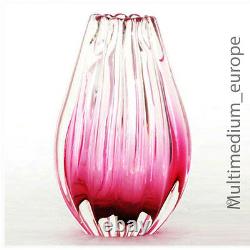 Barovier & Toso Ribbed Vase Murano Art Glass Vase Ribbed Pink 1950s